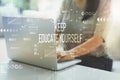 Keep educate yourself with woman using laptop Royalty Free Stock Photo