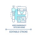 Keep emergency kits on hand turquoise concept icon