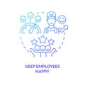 Keep employees happy blue gradient concept icon