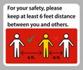 Keep 6 Feet Distance,For your safety,please keep at least 6 feet distance between you and others