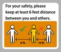 Keep 6 Feet Distance,For your safety,please keep at least 6 feet distance between you and others