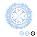 Keep frozen food packaging round blue label badge