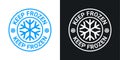 Keep frozen vector logo illustration. Frozen product label badge pictogram. Winter frozen food symbol sticker packaging.