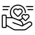 Keep heart icon outline vector. Relief activist