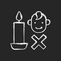 Keep kids away from candles chalk white manual label icon on dark background Royalty Free Stock Photo