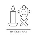 Keep kids away from candles linear manual label icon Royalty Free Stock Photo