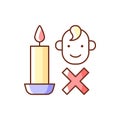 Keep kids away from candles RGB color manual label icon Royalty Free Stock Photo