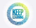 Keep Learning circle word cloud, business concept