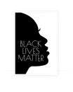 Black lives matter, vector. Black woman face silhouette, illustration. Wording design, lettering. Scandinavian, minimalist art