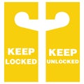 Keep locked and unlocked door hanger tags