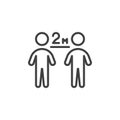 Keep the 2 meter distance line icon