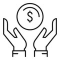 Keep money hands icon, outline style Royalty Free Stock Photo