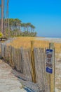 Keep off dunes sign on Hunting Island. On the Atlantic Ocean, Beaufort County, South Carolina Royalty Free Stock Photo