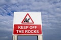 Keep off the rocks sign Royalty Free Stock Photo