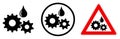 Keep oiled sign. Lubricated gears icon - three versions