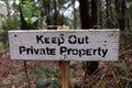 Keep Out private property sign in black and white. Royalty Free Stock Photo