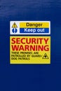 Keep out security warning sign Royalty Free Stock Photo