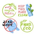 KEEP THIS PLACE CLEAN Eco Problem Vector Illustration Set Royalty Free Stock Photo