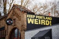 Keep Portland Weird Record Shop Sign Royalty Free Stock Photo