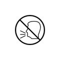 Keep quiet line icon, no speak prohibition sign