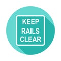 keep rails clear sign icon in Flat long shadow style