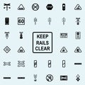 keep rails clear sign icon. Railway Warnings icons universal set for web and mobile Royalty Free Stock Photo