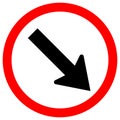 Keep Right by The Arrow Red Circle Traffic Road Sign,Vector Illustration, Isolate On White Background Label. EPS10 Royalty Free Stock Photo