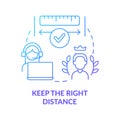 Keep right distance blue gradient concept icon Royalty Free Stock Photo