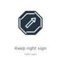 Keep right sign icon vector. Trendy flat keep right sign icon from traffic signs collection isolated on white background. Vector Royalty Free Stock Photo