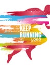 Keep running logo gesign, colorful poster template for sport event, marathon, championship, can be used for card, banner