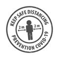 Keep Safe Distance rule gray rubber seal stamp on white background. Stamp Keep Safe Distance rubber text inside. Seal of silhoue