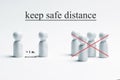 Keep a safe distance sign. Preventive measures. Steps to protect yourself. Social distancing. People with distance