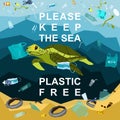 World oceans day, World Environment Day, Earth day, World Maritime Day concept vector illustration. Royalty Free Stock Photo