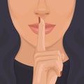 Keep silence concept woman shows index finger Royalty Free Stock Photo