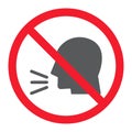 Keep silence glyph icon, prohibition and forbidden