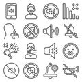 Keep Silence Icons Set on White Background. Line Style Vector Royalty Free Stock Photo