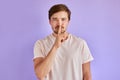 Keep silence. man has a secret Royalty Free Stock Photo