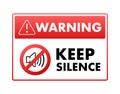 keep silence sign, label. banner icon. Vector stock illustration. Royalty Free Stock Photo