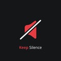 Keep silence symbol. Silent mode concept. Quiet please icon on white background. Vector Royalty Free Stock Photo