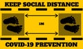 Keep social distance 1 metre covid-19 prevention illustration.