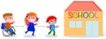 Keep social distancing near school, isolated illustration