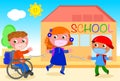 Keep social distancing outside school, vector illustration