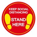 Keep Social Distancing Stand Here Symbol, Vector Illustration, Isolated On White Background Label. EPS10