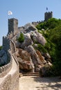 Keep towers and long curtain walls of Moorish Castle. Sintra. Portugal Royalty Free Stock Photo