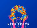 Keep track concept illustration of networks addicted young woman Royalty Free Stock Photo