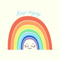 Keep trying. Bright rainbow with motivational words.