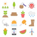 Pack of Nature and Agriculture Flat Icons