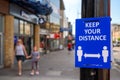 Keep your distance sign on Bromley High Street during the coronavirus pandemic