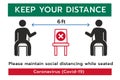 Keep your Distance sign,Social distancing,Please do not sit here to prevent from Coronavirus or Covid-19 pandemic,6 Feet social Royalty Free Stock Photo