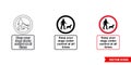 Keep your dogs under control at all times community safety notice sign icon of 3 types color, black and white, outline. Isolated